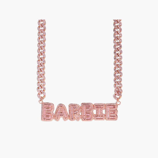 Cubic zirconia custom pendant jewelry manufacturers personalized iced out name plate necklace rose gold wholesale suppliers